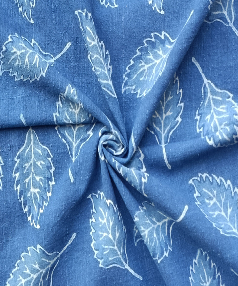 2.5m Indigo dabu print hand spun hand loom cotton kurta material