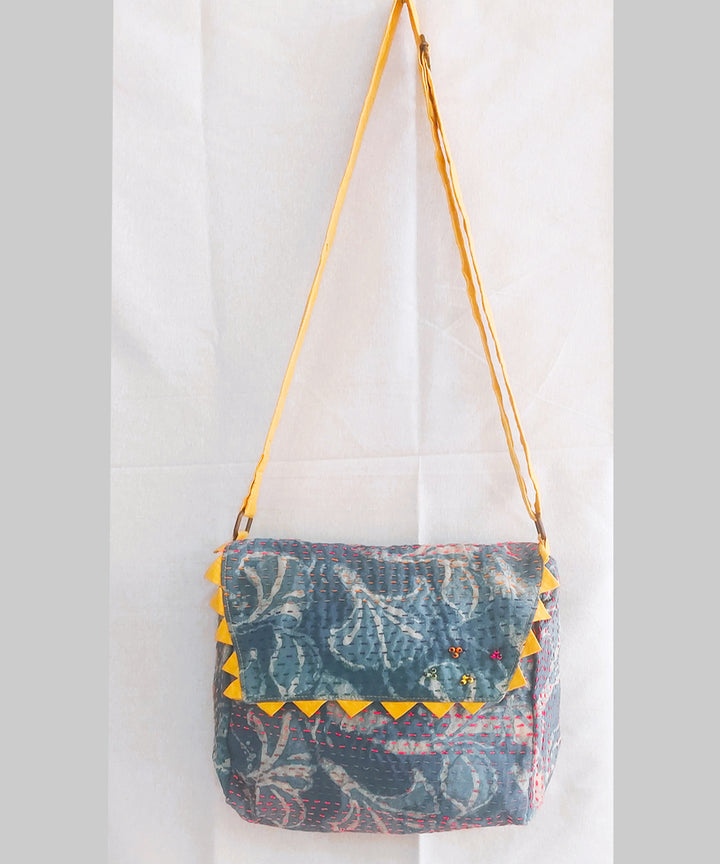 Blue handcrafted boho sling bag