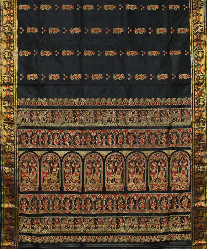 Black handwoven silk baluchari saree