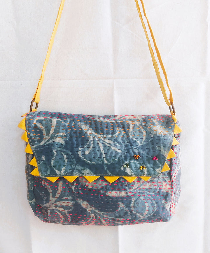 Blue handcrafted boho sling bag