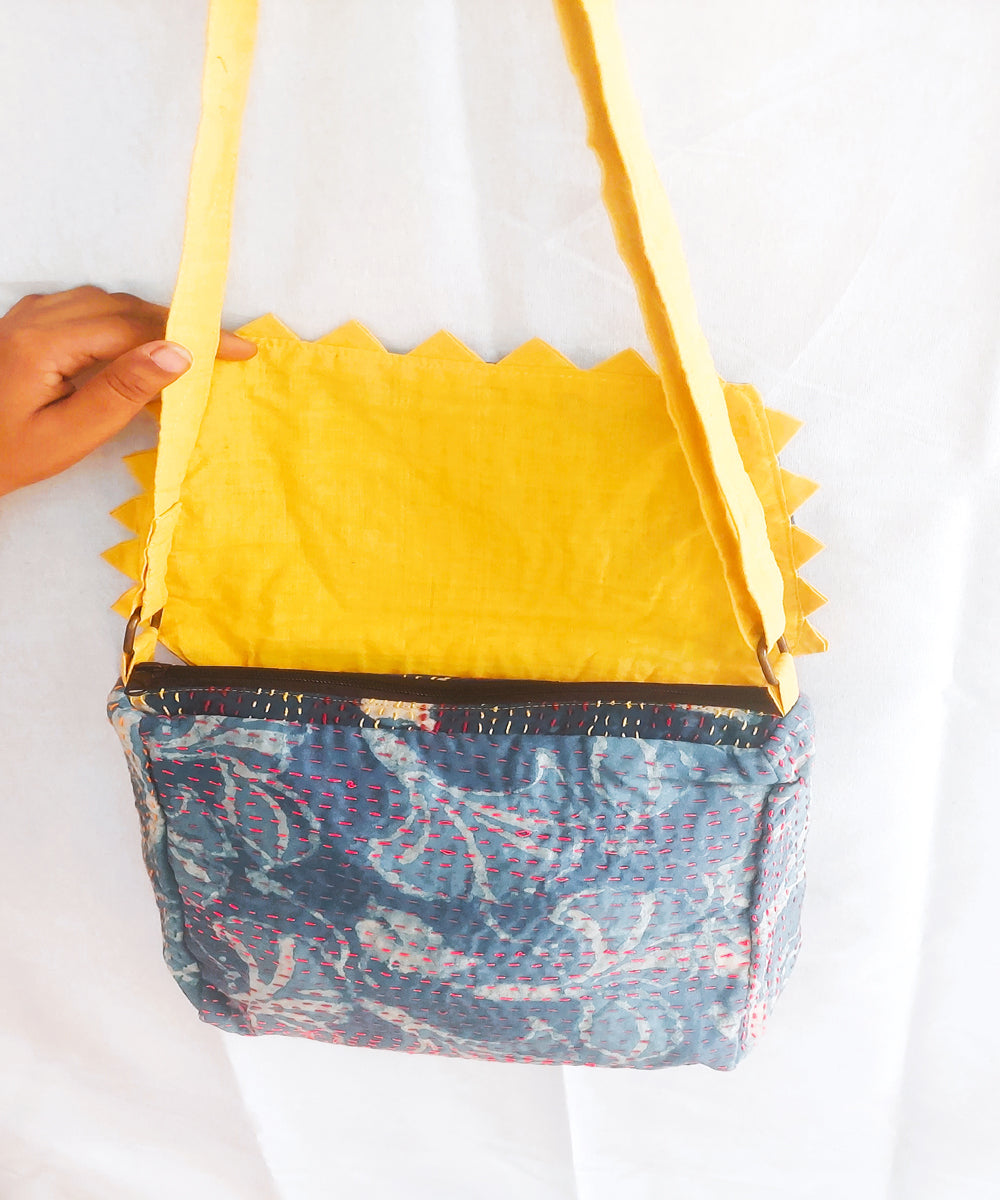 Blue handcrafted boho sling bag