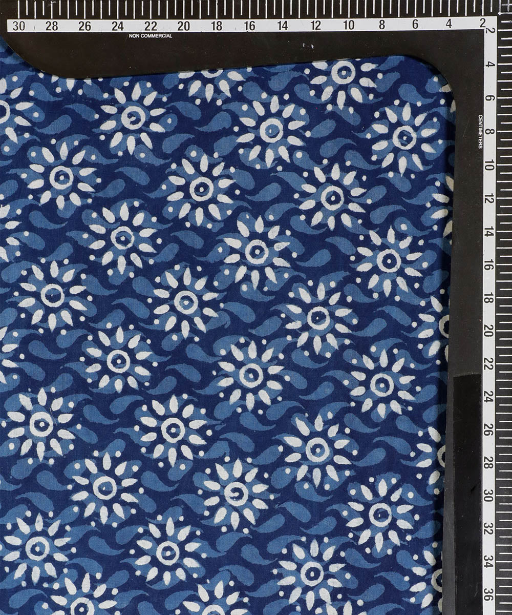 2.5m Blue indigo hand block printed cotton kurta material