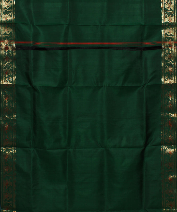 Dark green handwoven silk swarnachari baluchari saree