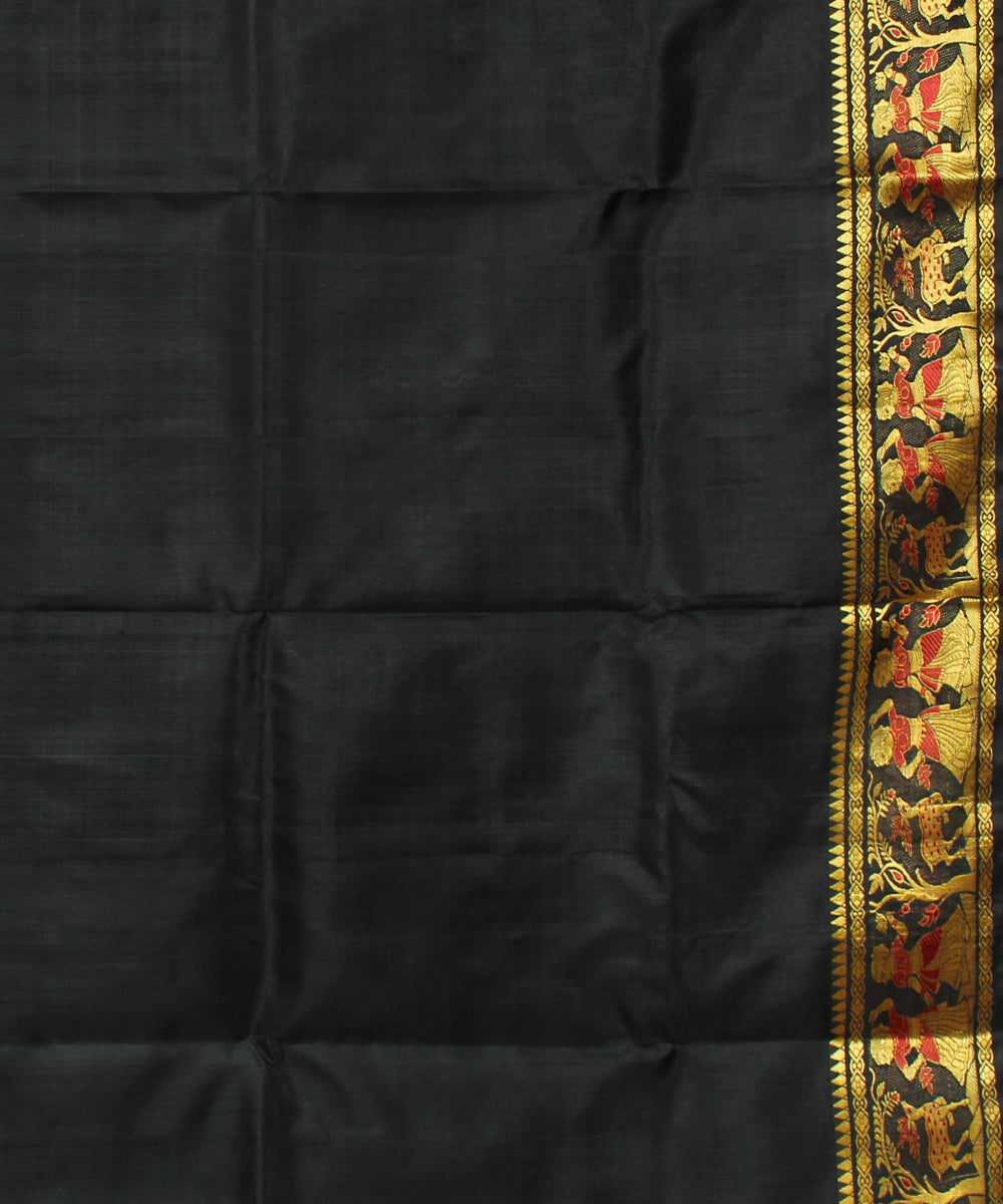 Black handwoven silk baluchari saree