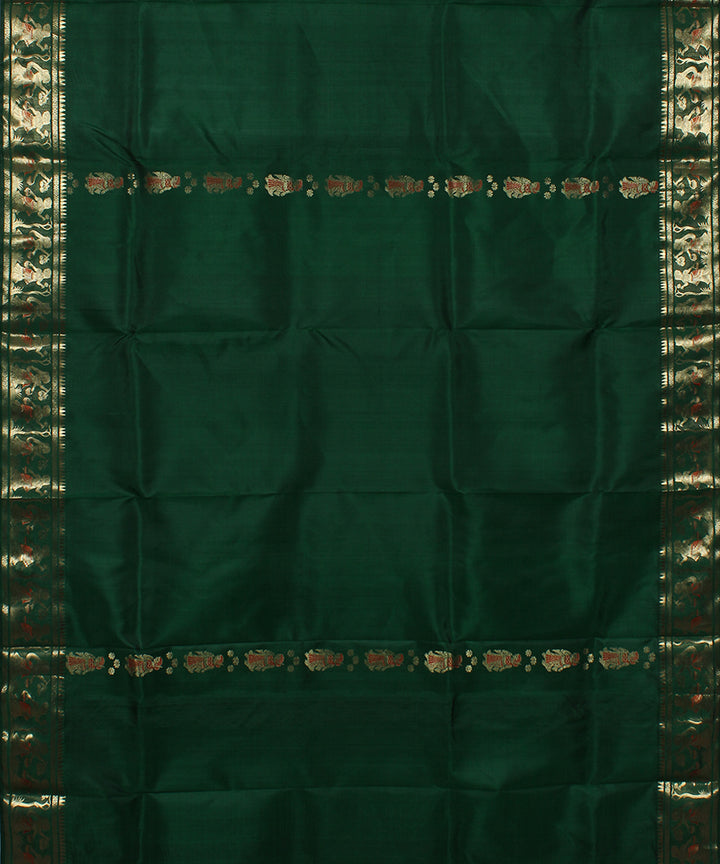 Dark green handwoven silk swarnachari baluchari saree