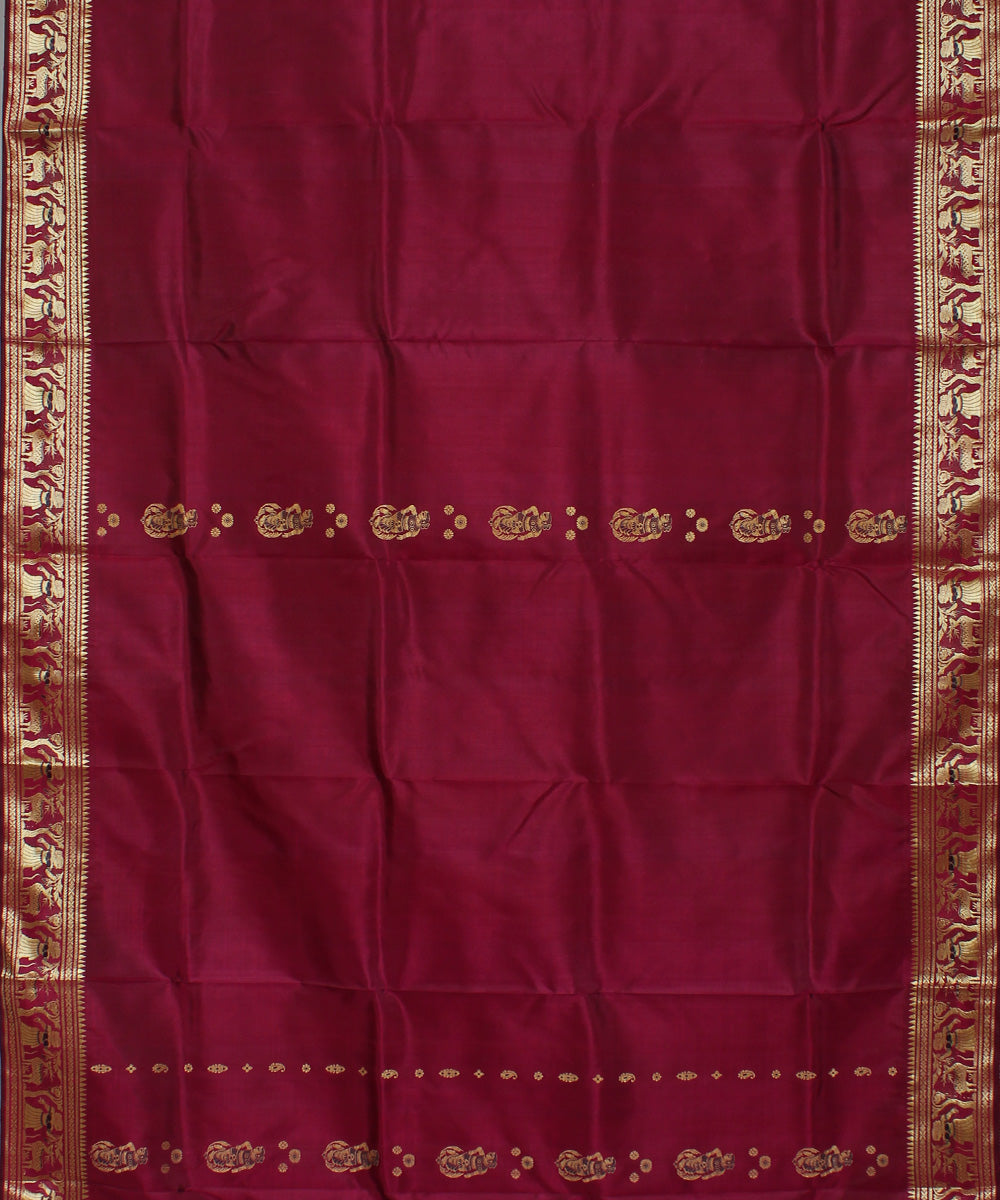 Maroon handwoven silk baluchari saree
