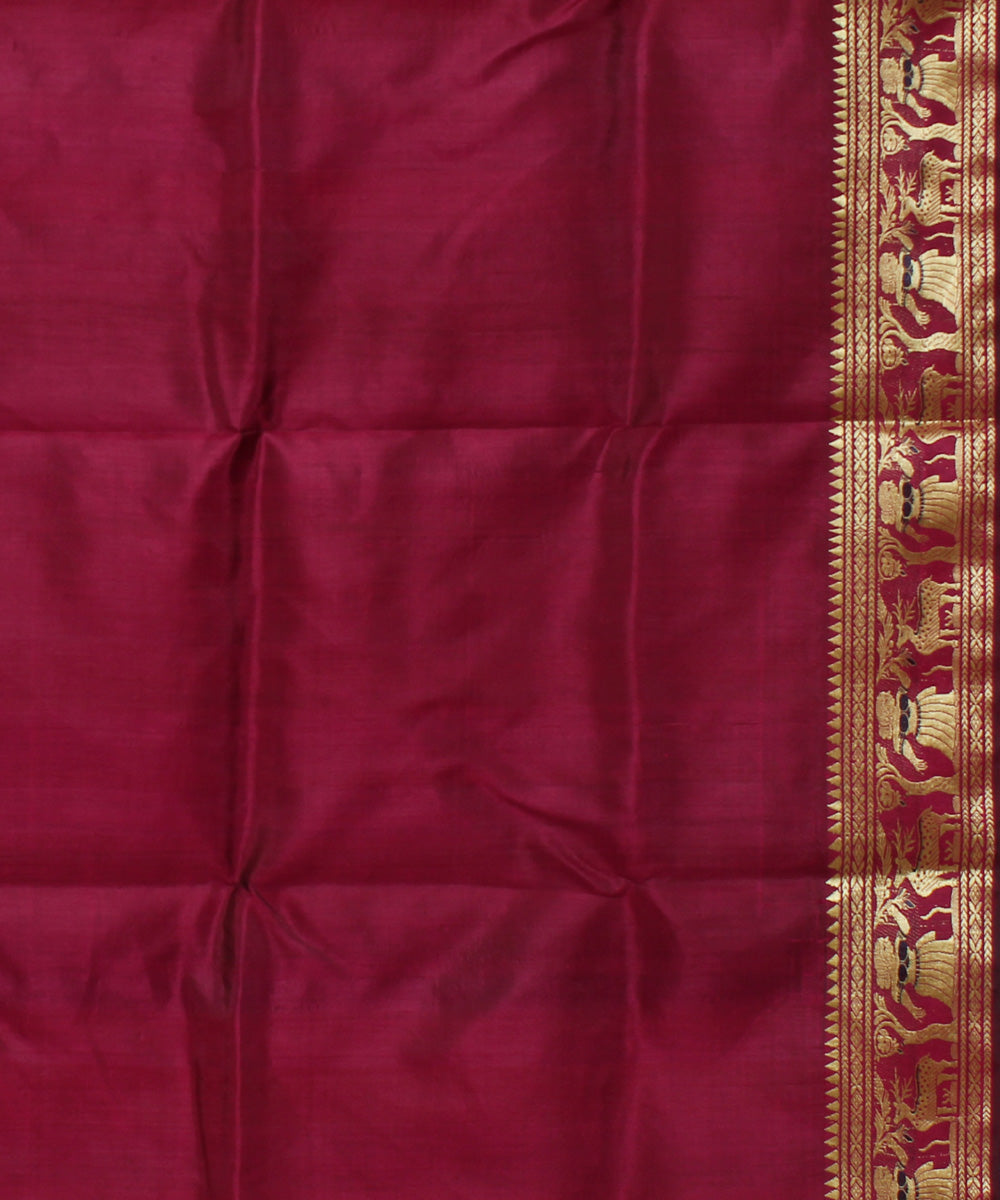 Maroon handwoven silk baluchari saree