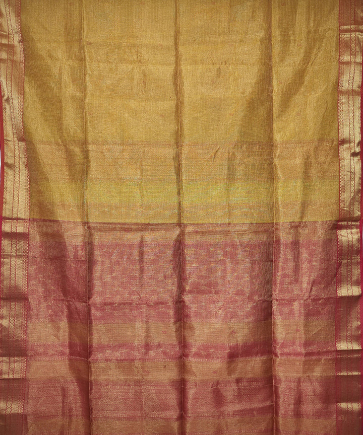 Mustard pink handwoven cotton silk maheshwari saree