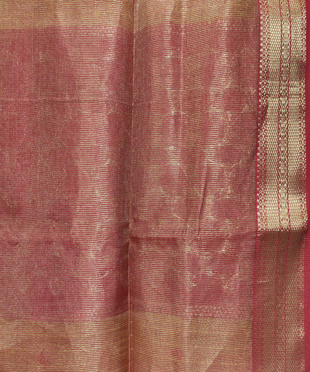 Mustard pink handwoven cotton silk maheshwari saree