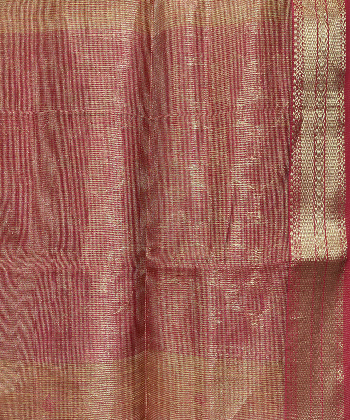 Mustard pink handwoven cotton silk maheshwari saree