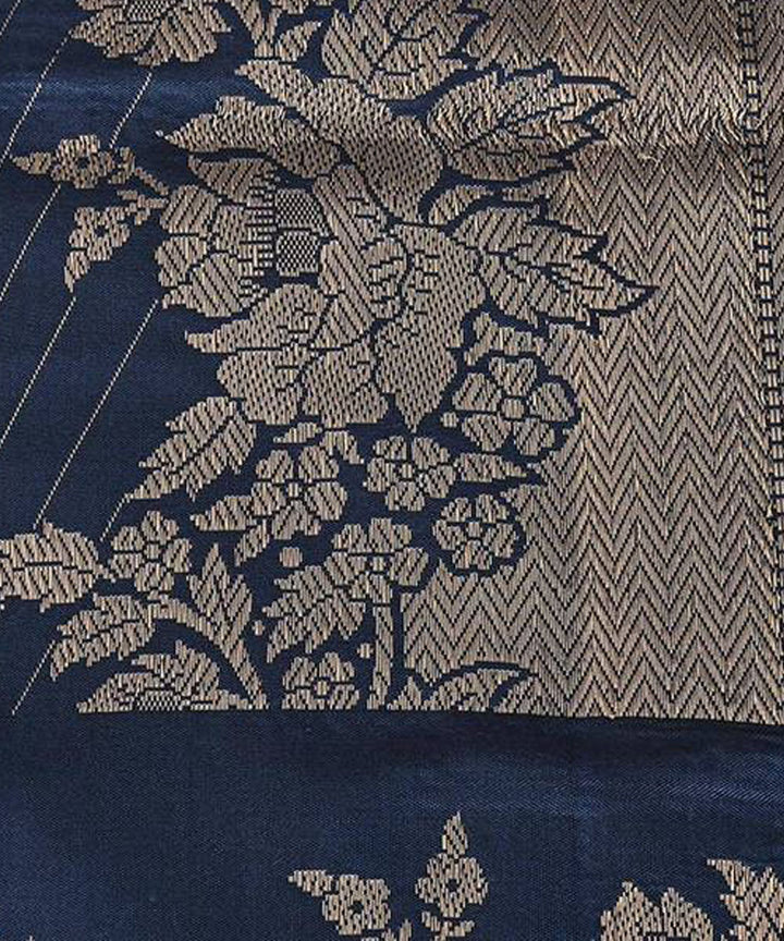 Blue handwoven katan silk pure banarasi saree with pure zari work