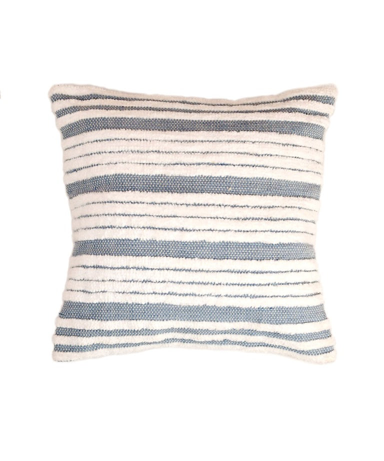 Blue white handwoven stripes cotton cushion cover