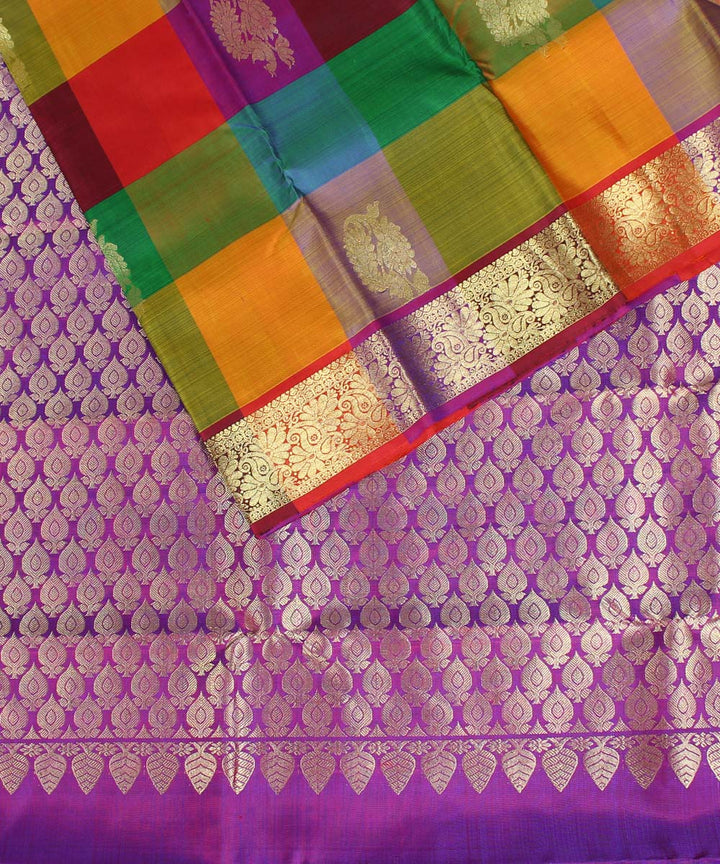 Multicolor handwoven karnataka brocade silk saree