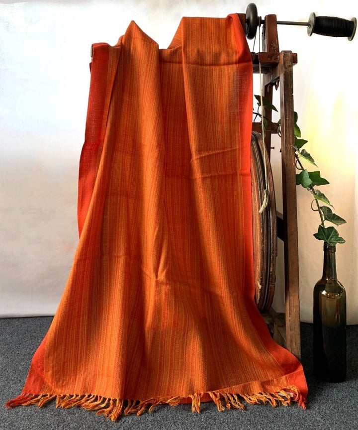 Bright orange handwoven woolen stole