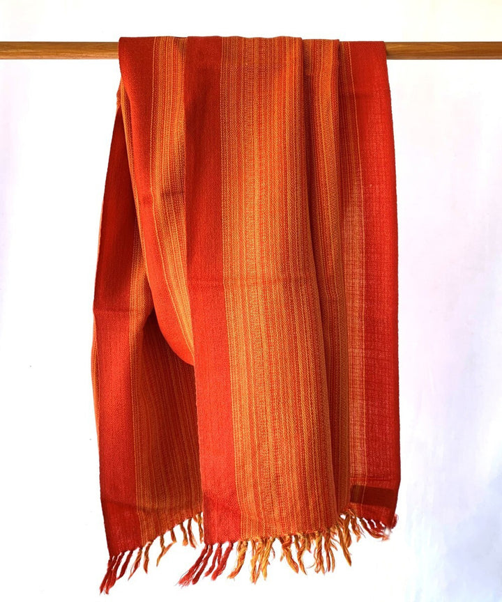 Bright orange handwoven woolen stole