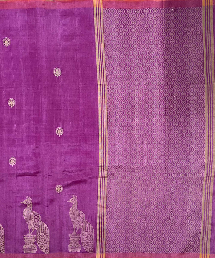 Purple handwoven extra weft tussar silk saree