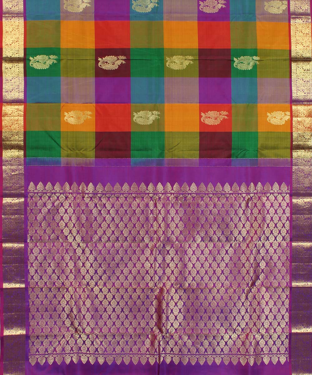 Multicolor handwoven karnataka brocade silk saree