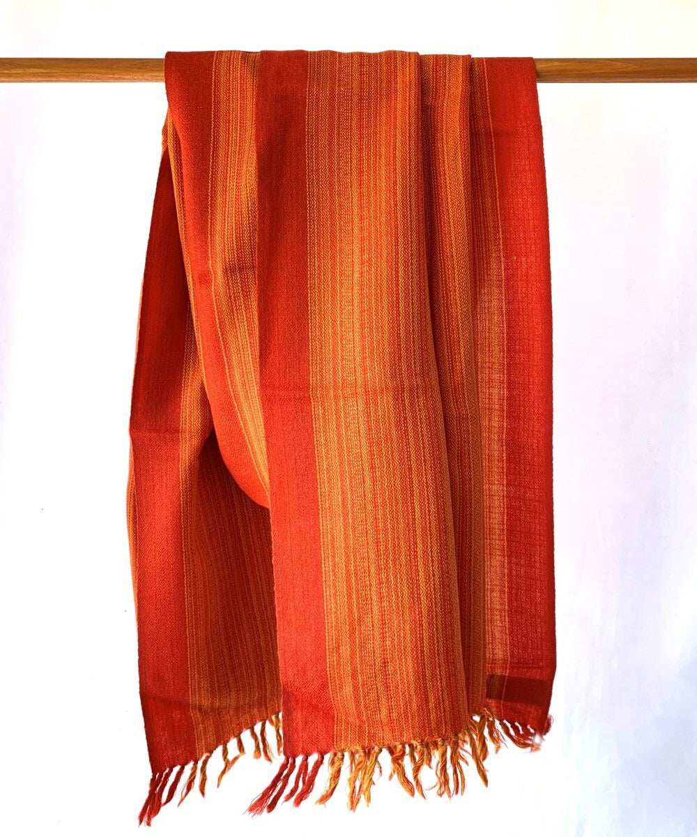 Bright orange handwoven woolen stole