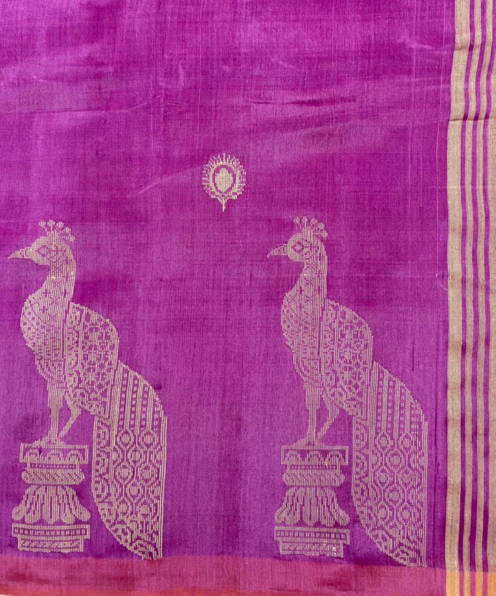 Purple handwoven extra weft tussar silk saree