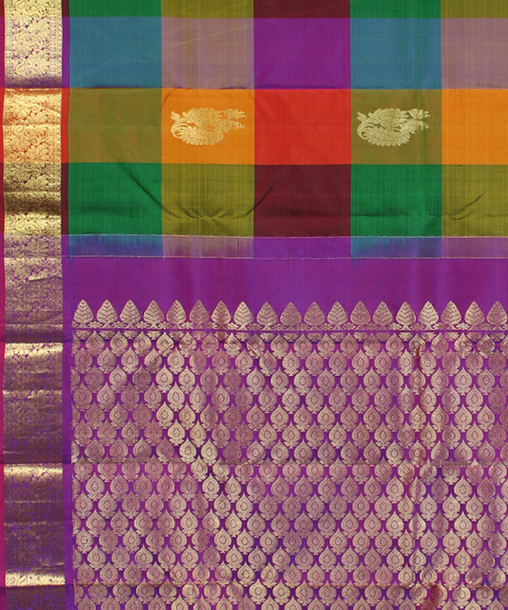 Multicolor handwoven karnataka brocade silk saree