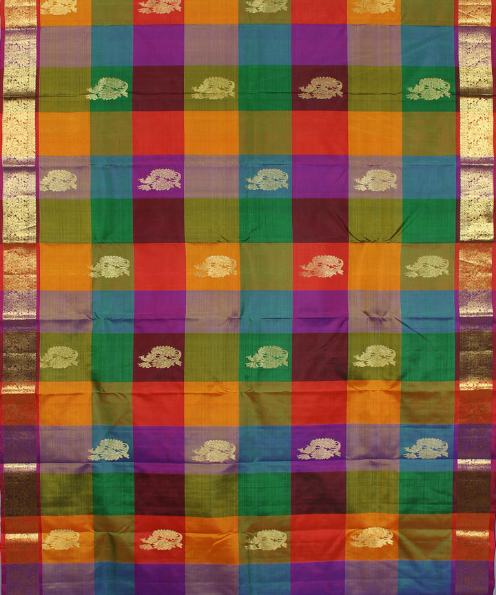 Multicolor handwoven karnataka brocade silk saree