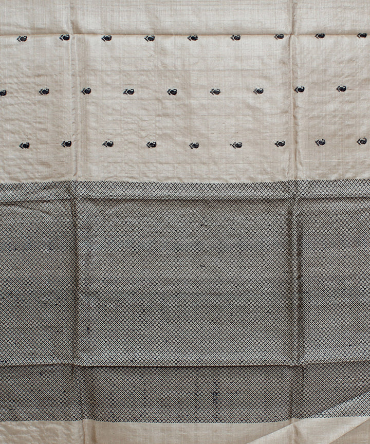 Beige brown handwoven kosa tussar silk saree