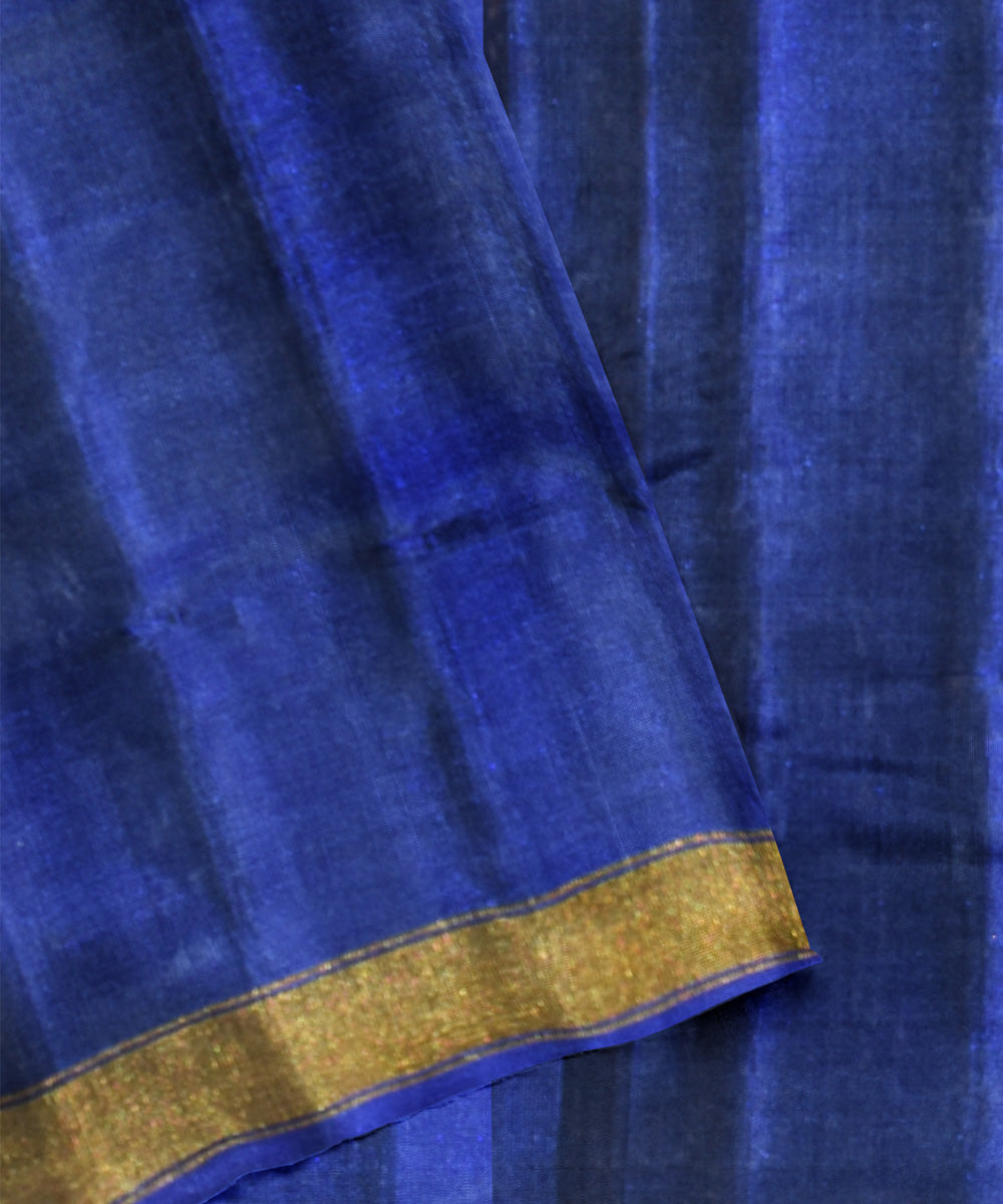 Dark navy blue silk handloom patola saree