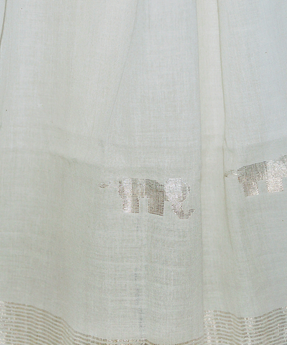 Beige handwoven cotton jamdani stole