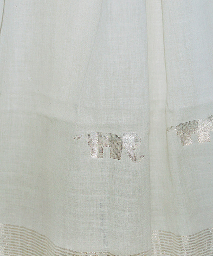 Beige handwoven cotton jamdani stole