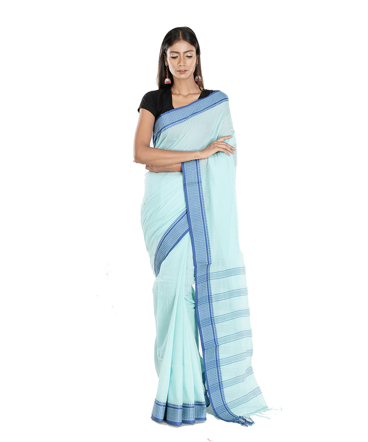 Pale blue handloom tangail bengal cotton saree