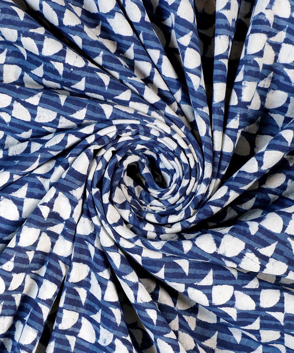 2.5m Blue indigo handblock print cotton kurta material