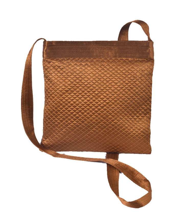 Brown blue hand embroidered mashroo cross body bag