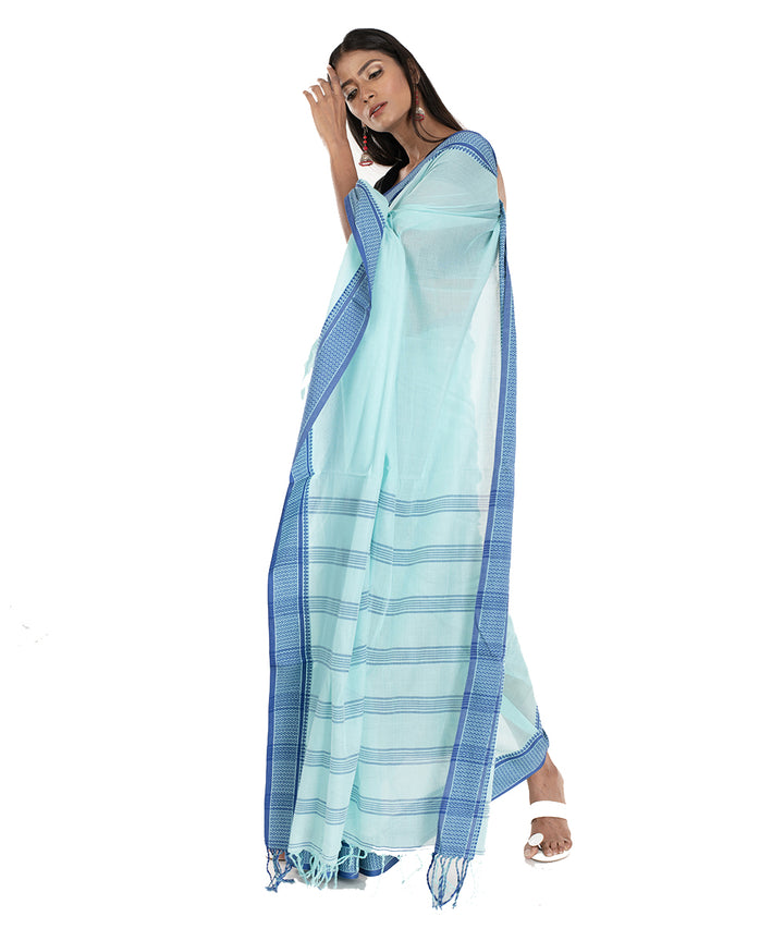 Pale blue handloom tangail bengal cotton saree