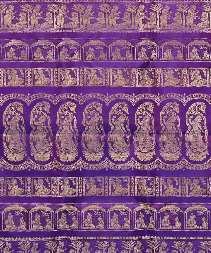 Violet handwoven silk baluchari saree