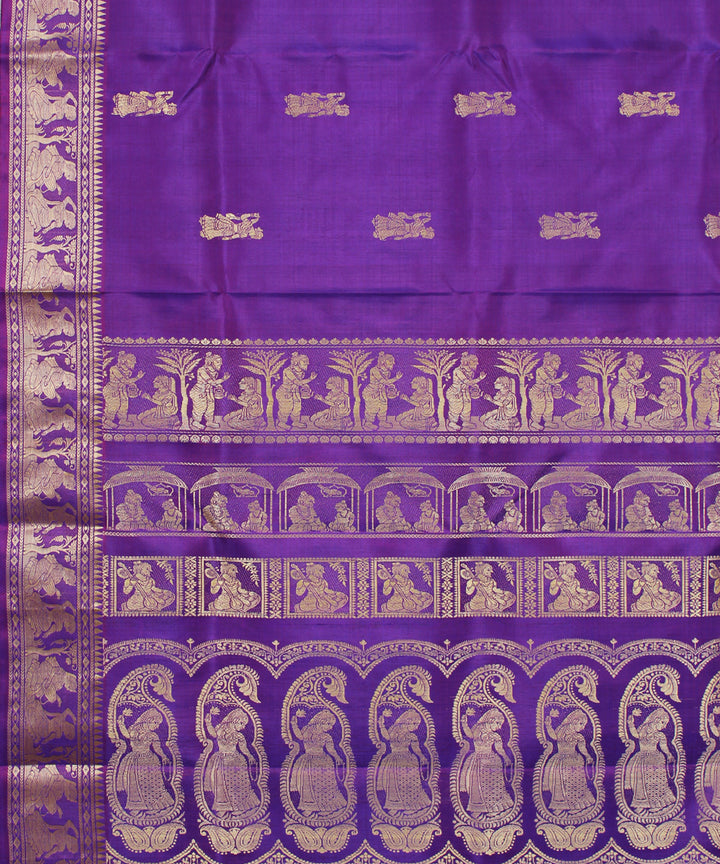 Violet handwoven silk baluchari saree