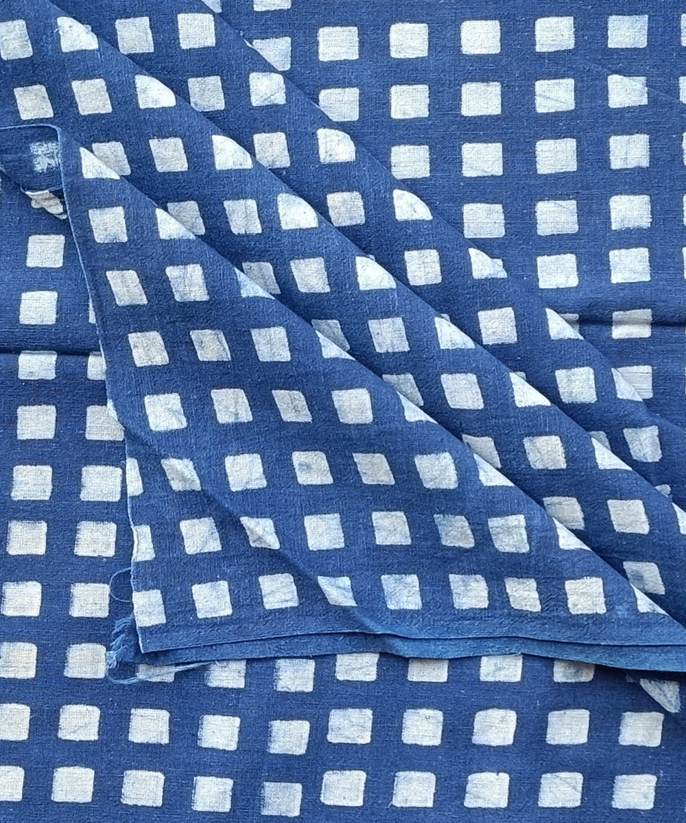 2.5m Indigo dabu print hand spun handloom cotton kurta material