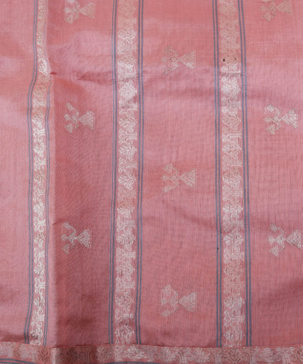 Pink with silver silk handloom assam saree