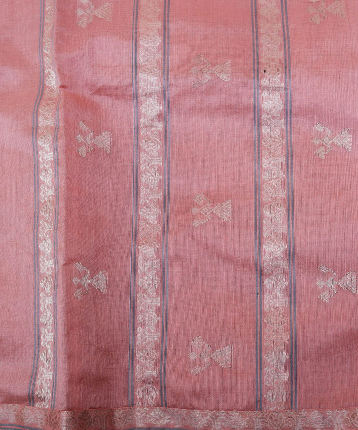 Pink with silver silk handloom assam saree