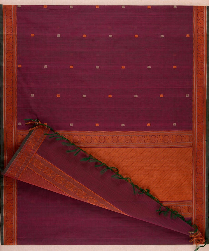 Brown orange handwoven kanchi cotton saree