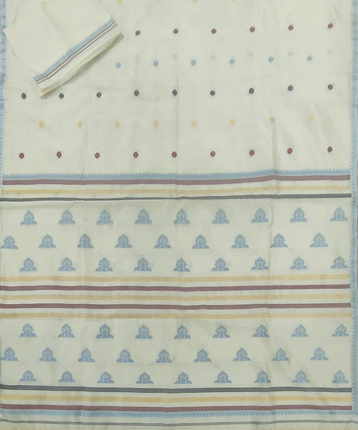 White blue silk handloom assam saree