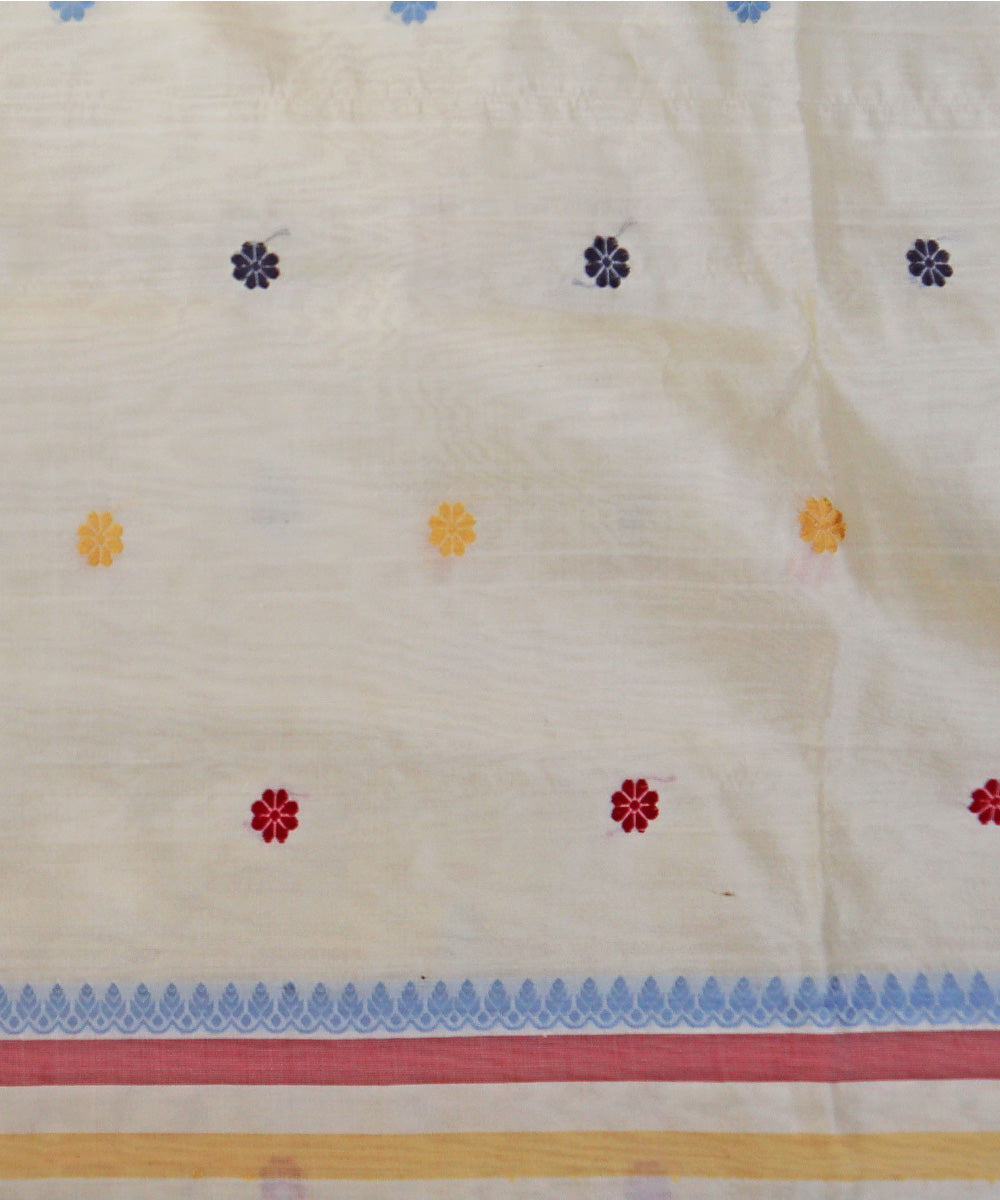 White blue silk handloom assam saree