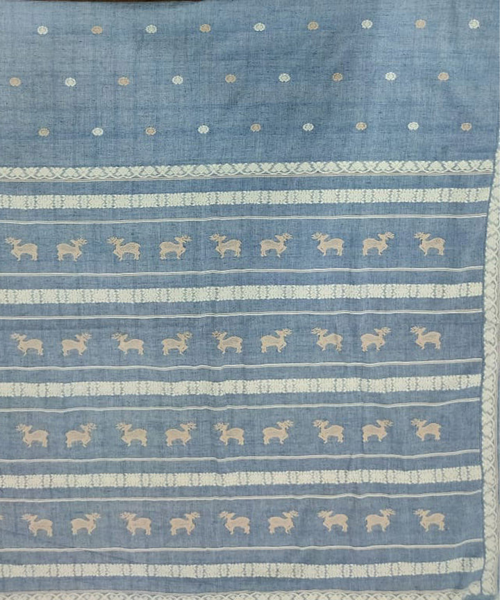 Indigo cotton silk handloom assam saree