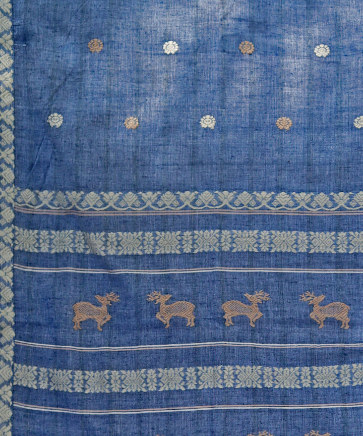 Indigo cotton silk handloom assam saree