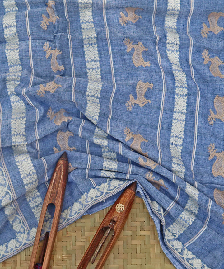 Indigo cotton silk handloom assam saree