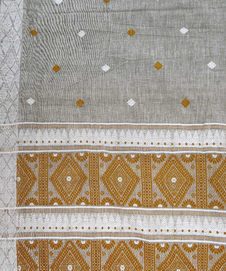 Grey brown silk handloom assam saree
