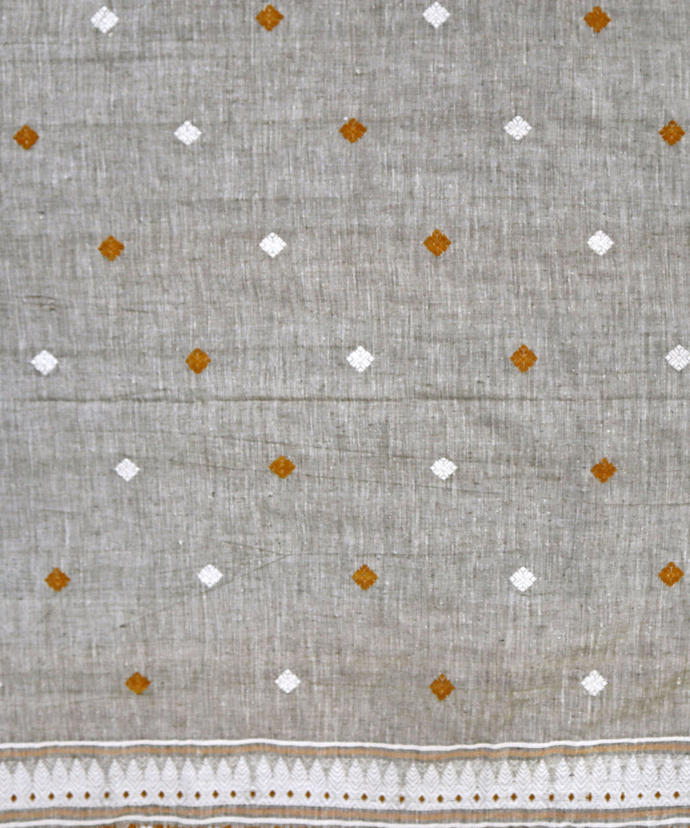 Grey brown silk handloom assam saree