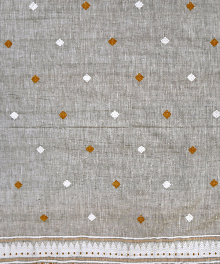 Grey brown silk handloom assam saree