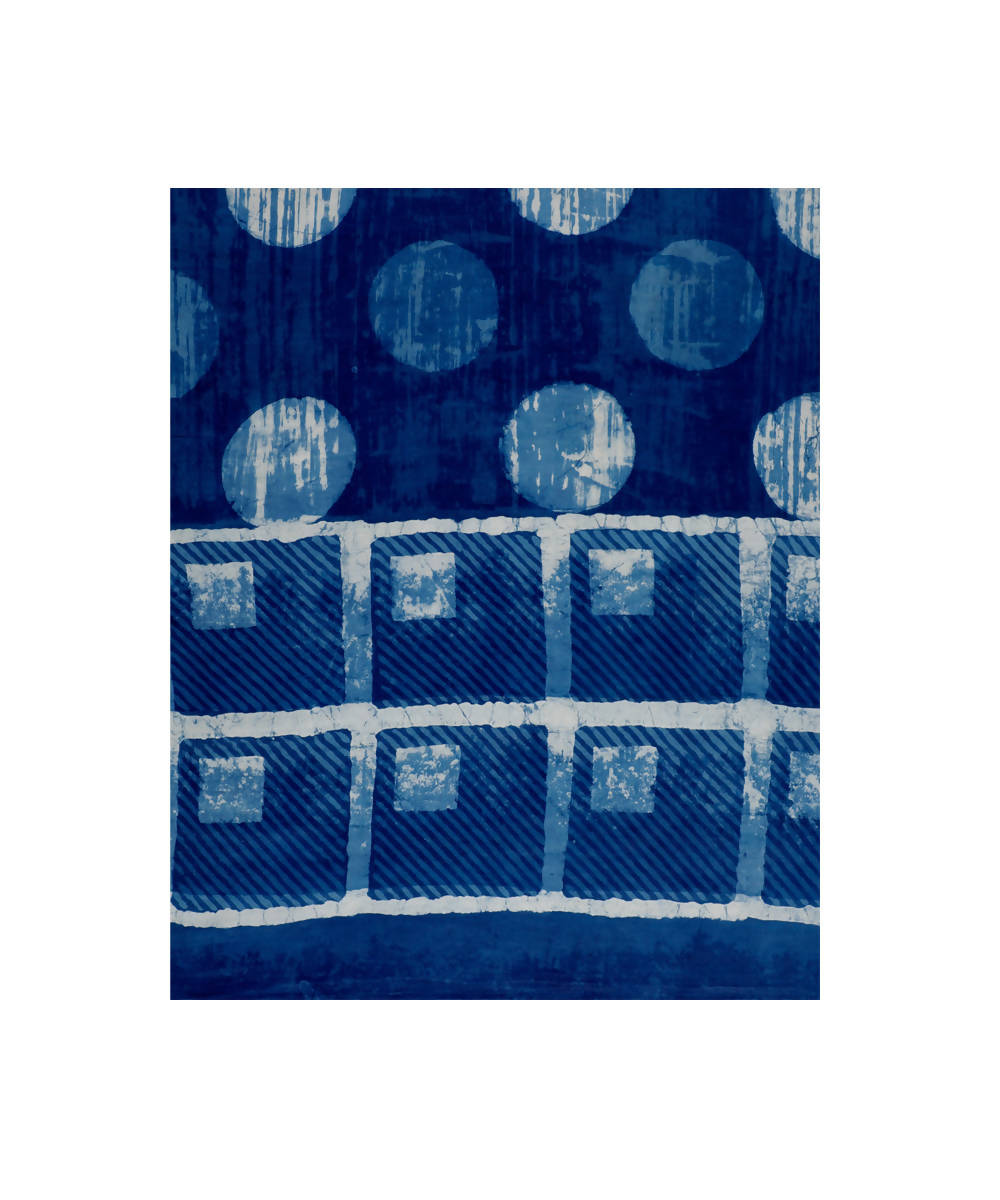 Dabu hand block print indigo blue white modal stole