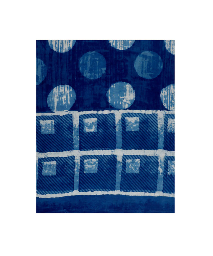 Dabu hand block print indigo blue white modal stole