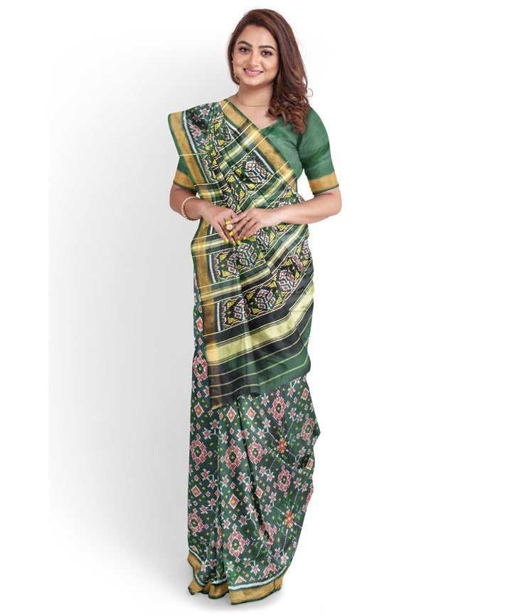 Dark green silk handwoven patola saree